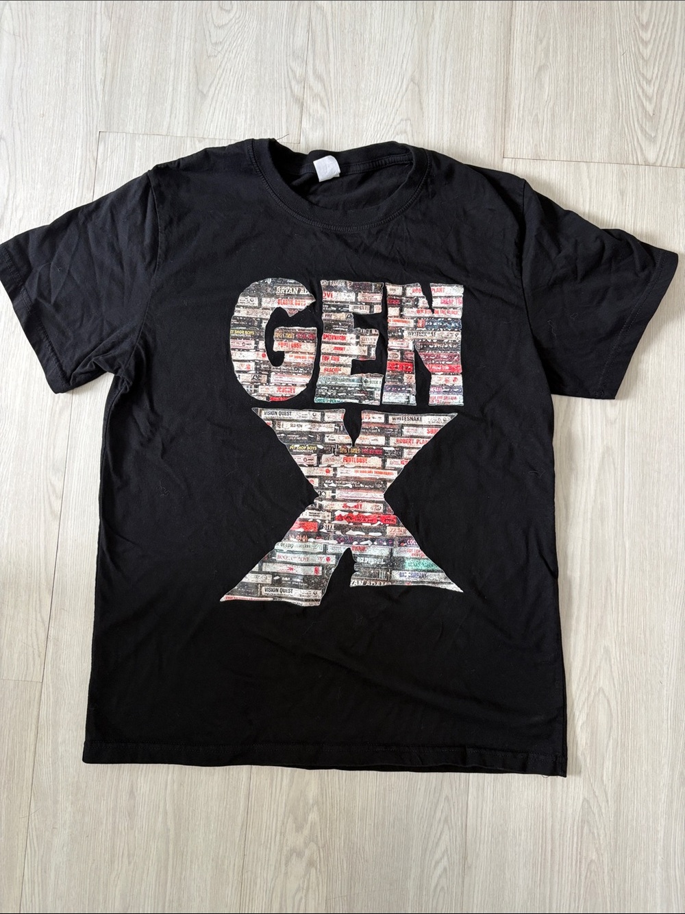 UNISEX Black 'GEN X' 80’s cassette tape Graphic Tee - Unbranded
